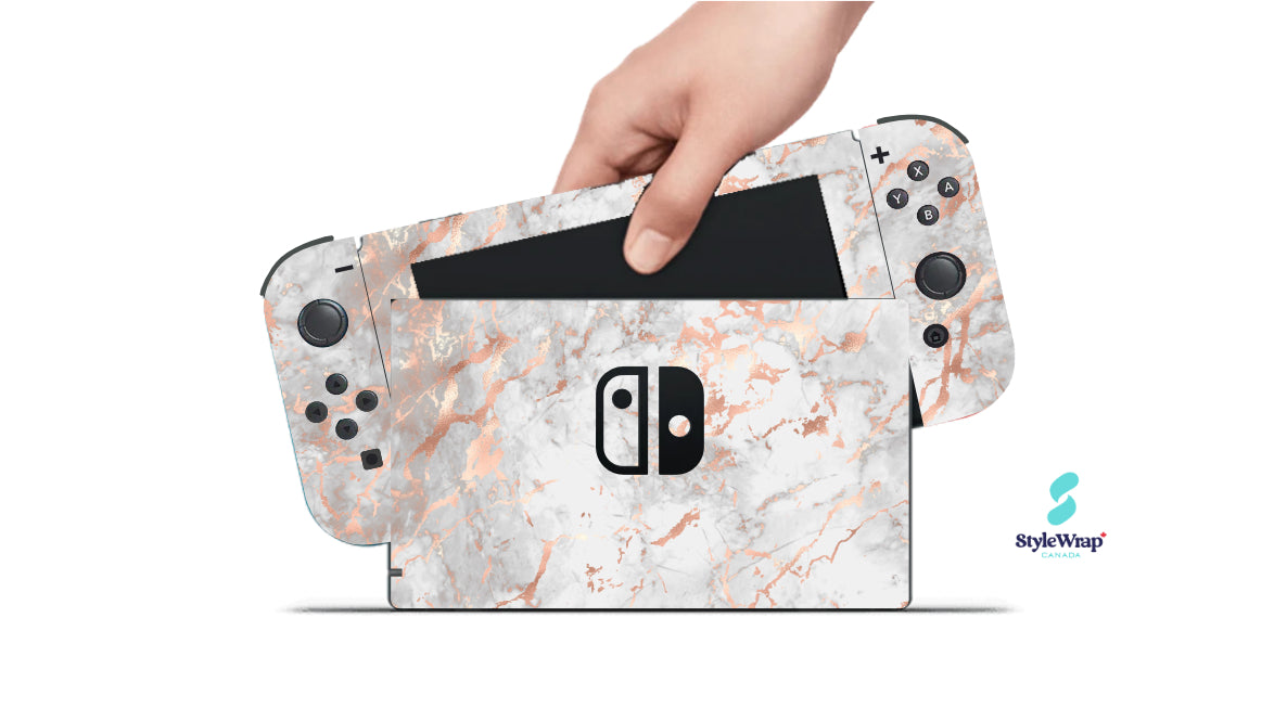 Nintendo Switch Wrap - Rose Gold Marble