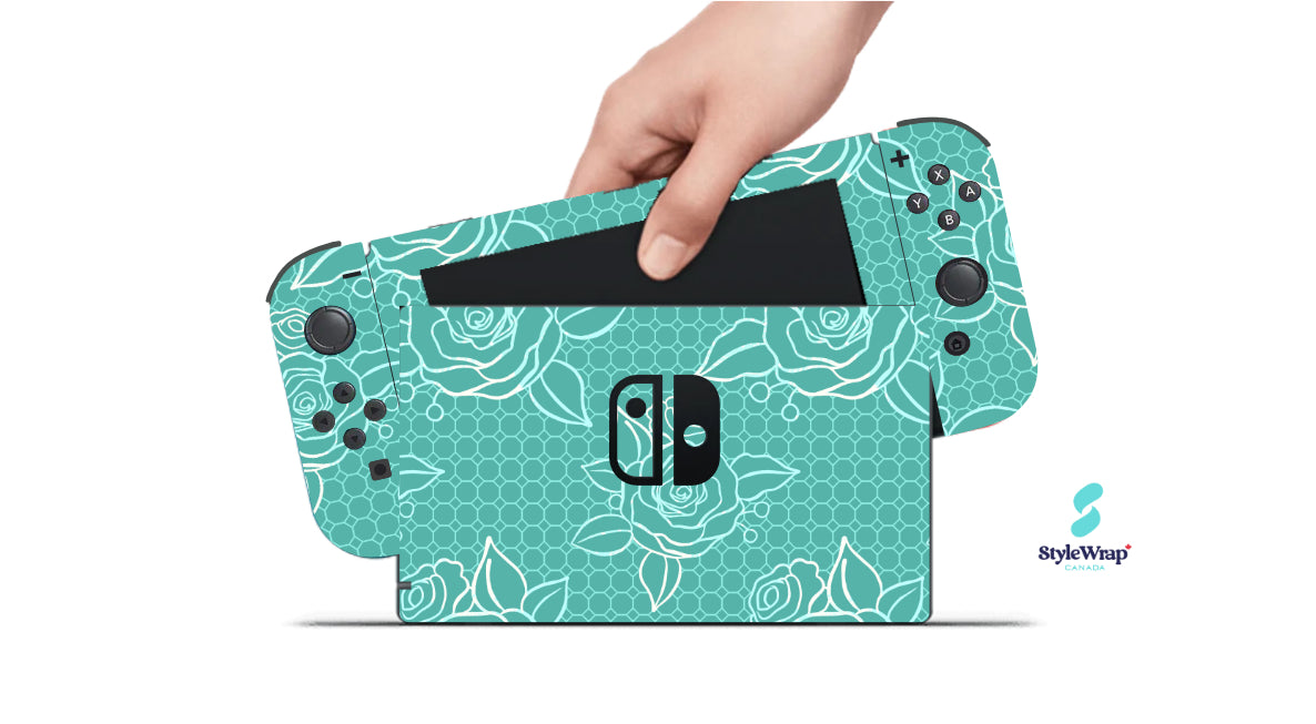 Nintendo Switch Wrap - Teal Floral