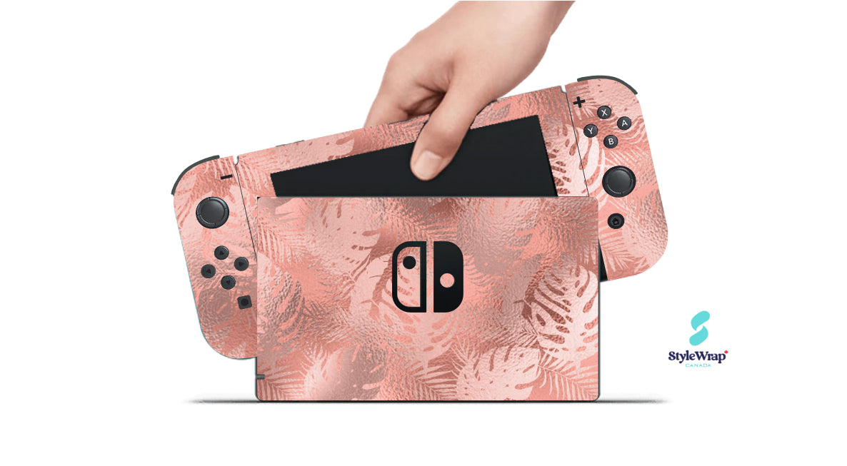 Nintendo Switch Wrap - Tropical Rose Gold